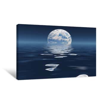 Image of Terraformed Moon From Earth Or Exo Solar Planet Canvas Print