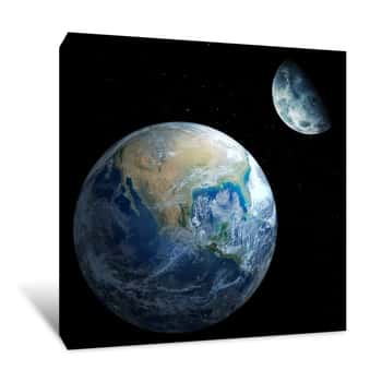 Image of Moon And Earth (Collage Images Www Nasa Gov) Canvas Print