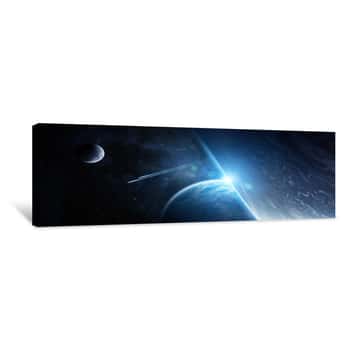 Image of Sunrise Over Distant Planet System In Space 3D Rendering Elements Of This Image Furnished By NASA Canvas Print