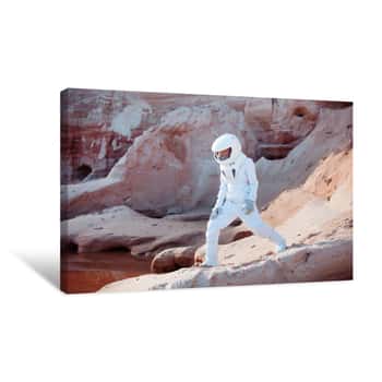 Image of Astronaut Looking For Water In Place Like Mars Canvas Print