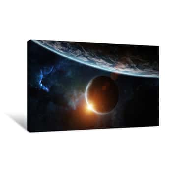Image of Distant Planet System In Space With Exoplanets 3D Rendering Elements Of This Image Furnished By NASA Canvas Print
