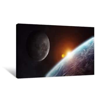 Image of View Of The Moon Close To Planet Earth In Space Canvas Print