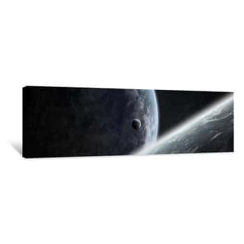 Image of Panoramic View Of Planets In Distant Solar System 3D Rendering Elements Of This Image Furnished By NASA Canvas Print