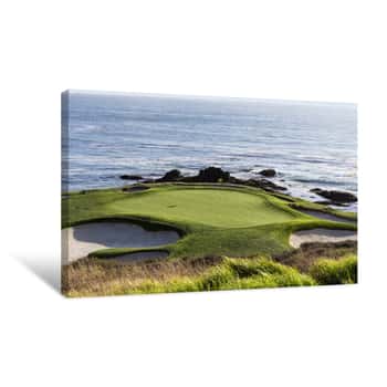Image of Iconic Hole at Pebble Beach Golf Course, Monterey, California, USA Canvas Print