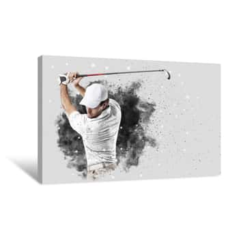 Image of Golf Player Coming Out Of A Blast Of Smoke Canvas Print