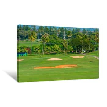 Image of Sand Traps Before The Green On The Golf Course Canvas Print