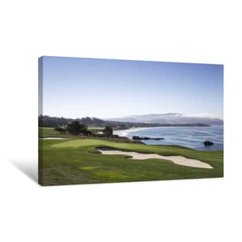 Image of Mountains in the Distance at Pebble Beach Golf Course Canvas Print