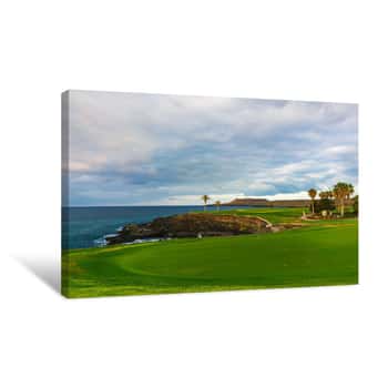 Image of Golf Course Along Rocky Coastline  Tenerife, Spain Canvas Print