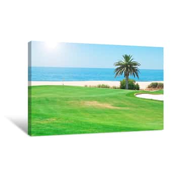 Image of Beautiful Summer Day On The Golf Course Near The Sea Canvas Print