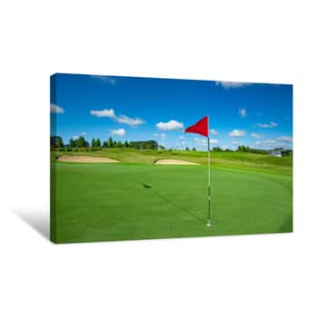 Image of Golf Course And The Red Flag Canvas Print