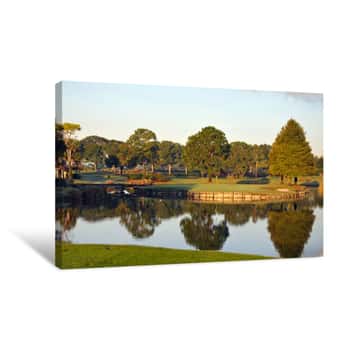 Image of Golf Green On An Island In Orlando Florida Canvas Print