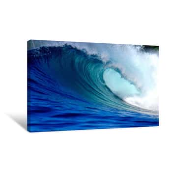 Image of Blue Ocean Surfing Wave Canvas Print