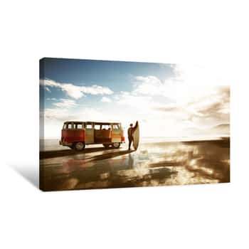 Image of Surfer At The Beach Canvas Print
