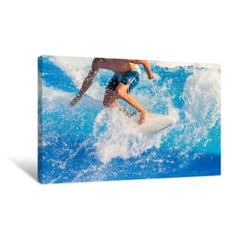 Image of Surfer Riding The Waves Canvas Print