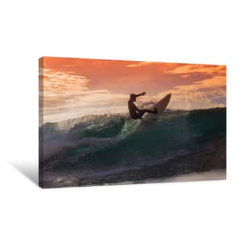 Image of Surfer On Amazing Wave Canvas Print