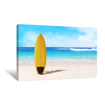 Image of Surfer Board On The Beach Canvas Print