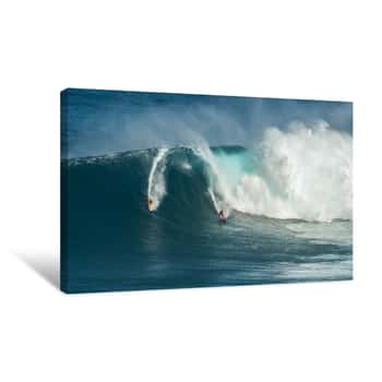 Image of MAUI, HAWAII, USA-DECEMBER 10, 2014: Unknown Surfers Are Riding Canvas Print