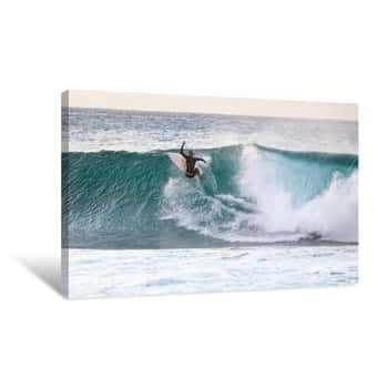 Image of Surfing On The Banzai Pipeline Wave Break On Oahu North Shore In Hawaii, USA Canvas Print