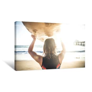 Image of Woman Surfing Canvas Print
