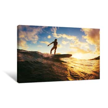 Image of Surfing At Sunset Canvas Print