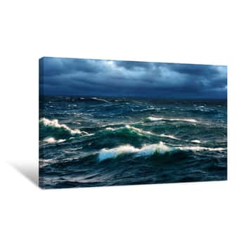 Image of Breaking Waves At Rising Storm Canvas Print