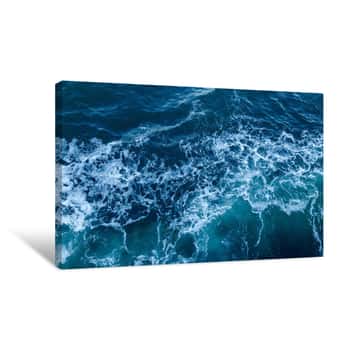 Image of Blue Sea Texture With Waves And Foam Canvas Print