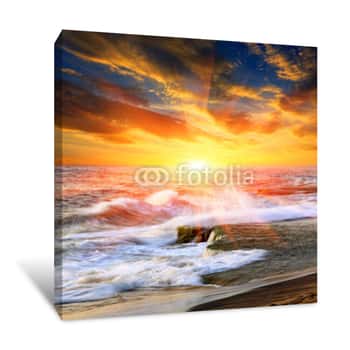 Image of Sunset Over Ocean Canvas Print