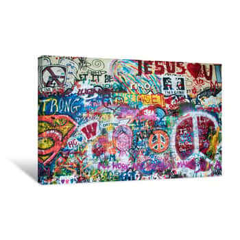 Image of Colorful John Lennon Wall In Prague Canvas Print