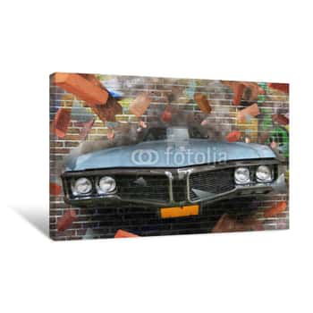 Image of Background Color Of Street Graffiti On A Brick Wall Canvas Print