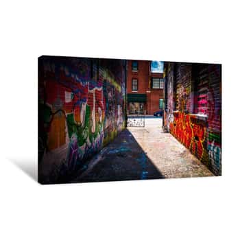 Image of Looking Toward Howard Street In The Graffiti Alley, Baltimore, M Canvas Print