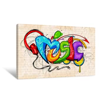 Image of Graffiti Style Music Background Canvas Print