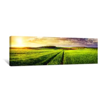 Image of Rural Landscape Sunset Panorama Canvas Print