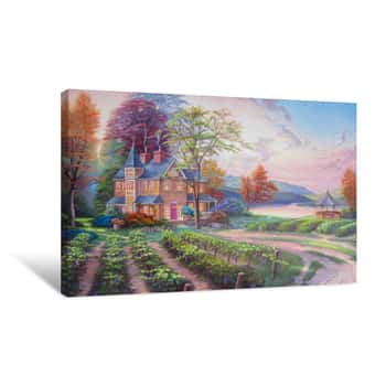 Image of Original Oil Painting The Harvest Of Grapes Canvas Print