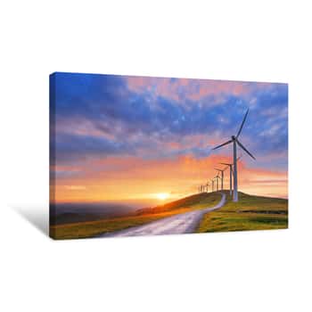 Image of Wind Turbines In Oiz Eolic Park Canvas Print