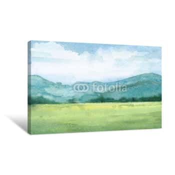 Image of Watercolor Illustration Of A Summer Landscape Canvas Print