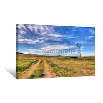 Image of Texas Water Well And Windmill Canvas Print