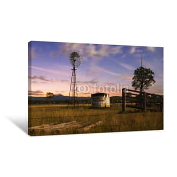 Image of Windmill In The Countryside Of Queensland, Australia Canvas Print