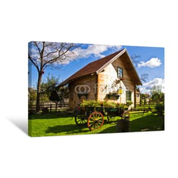 Image of Wooden Cabin In Country Environment At Radocelo Mountain Canvas Print