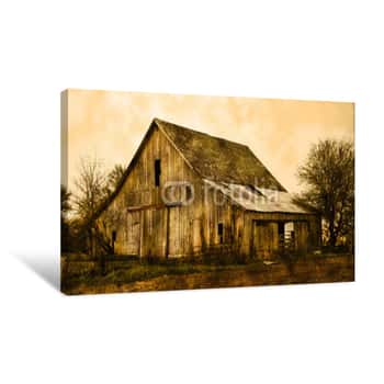 Image of Old Farm Barn In Sepia Canvas Print
