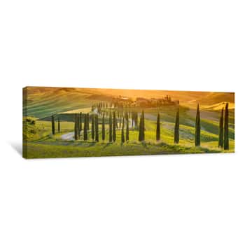Image of Orange Sunset In Tuscany In Italy Canvas Print