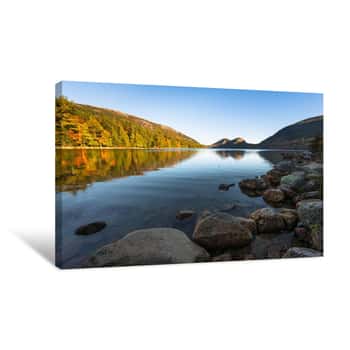 Image of Mountain Lake In Early Autumn Sunlight Canvas Print