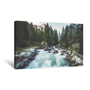 Image of Alpine River In The Italy Canvas Print