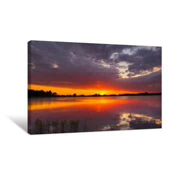 Image of Beautiful Sunset Over Lake Canvas Print