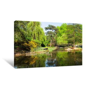 Image of View Of Botanical Garden Of Wroclaw At Summer Day, Poland Canvas Print