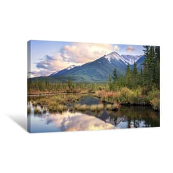 Image of Autumn At Vermilion Lakes In Banff National Park Canvas Print