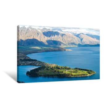 Image of Scenery View Of Queenstown Golf Course View From The Top Of Queenstown Skyline Canvas Print