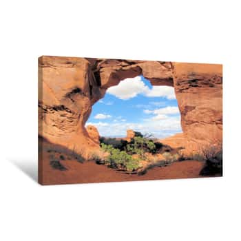 Image of Blue & White Sky Viewed Through Sandstone Arch Canvas Print
