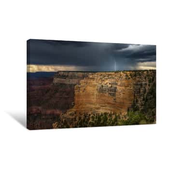 Image of Grand Canyon Monsoon Lightning From Powell Point Canvas Print