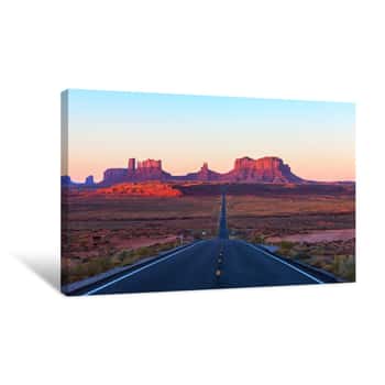 Image of Scenic View Of Monument Valley In Utah At Sunrise,  United States Canvas Print