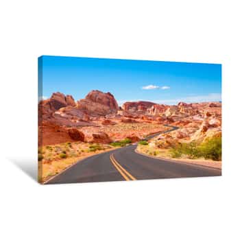 Image of Road Through Valley Of Fire State Park In Nevada Canvas Print
